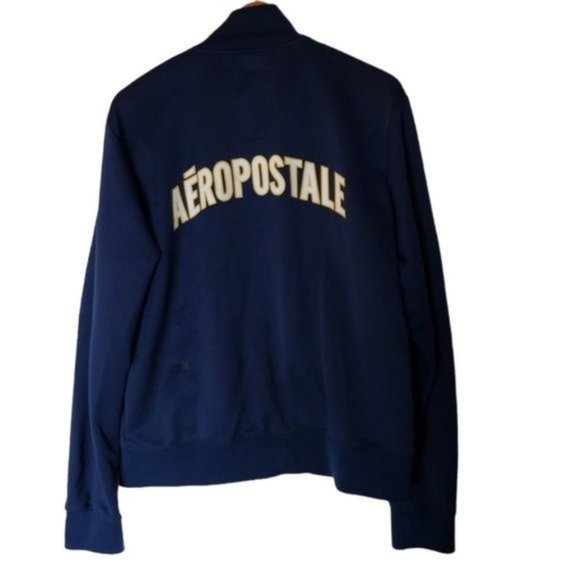 Aeropostale Track Jacket Men’s L Blue Yellow White Stripped Athletic - Picture 8 of 11